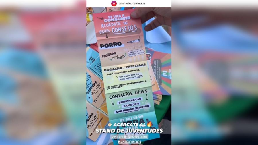 Drogas: La polémica guía para jóvenes organizado por el Municipio de Morón