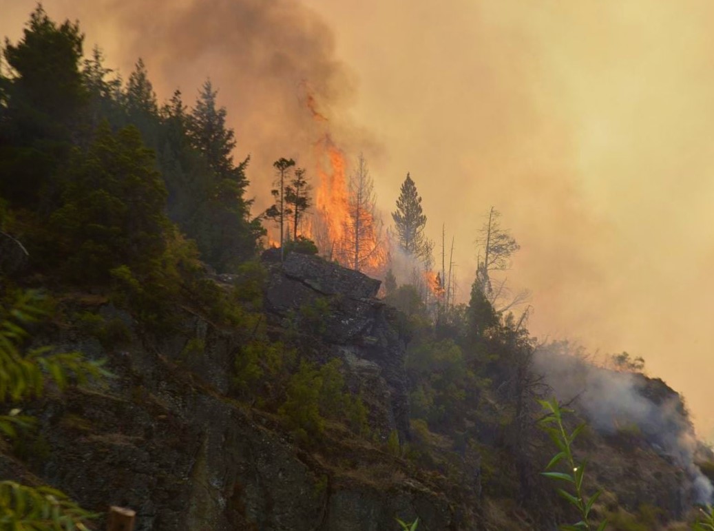 El Bolson: El dantesco Incendio Forestal en la Cascada Escondida afecta barrios de Loma del Medio